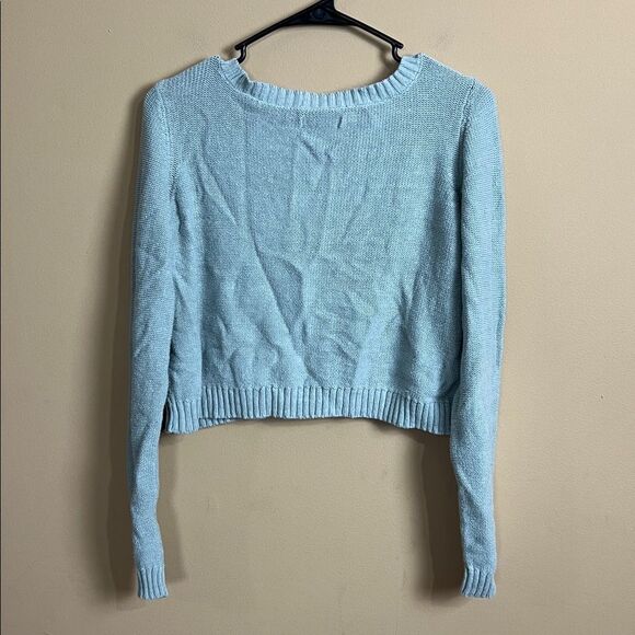 American Eagle Women’s Size Medium Gray Acrylic Knit Button Up Cropped Cardigan - Picture 4 of 4